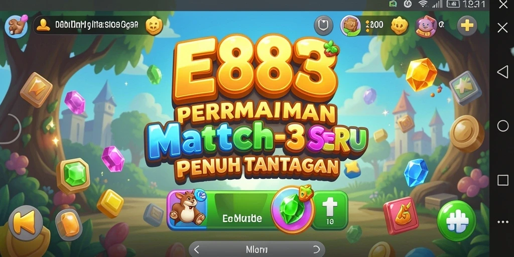 Tampilan gameplay menyusun objek di E88 yang penuh warna.