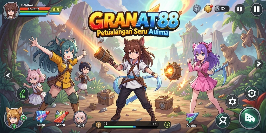 Screenshot menunjukkan aksi seru karakter anime dalam <strong>GRANAT88</strong>.