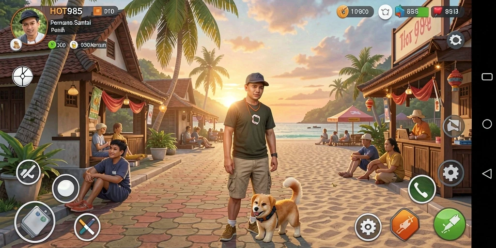 Tampilan gameplay HOT985 yang menarik dan penuh warna.