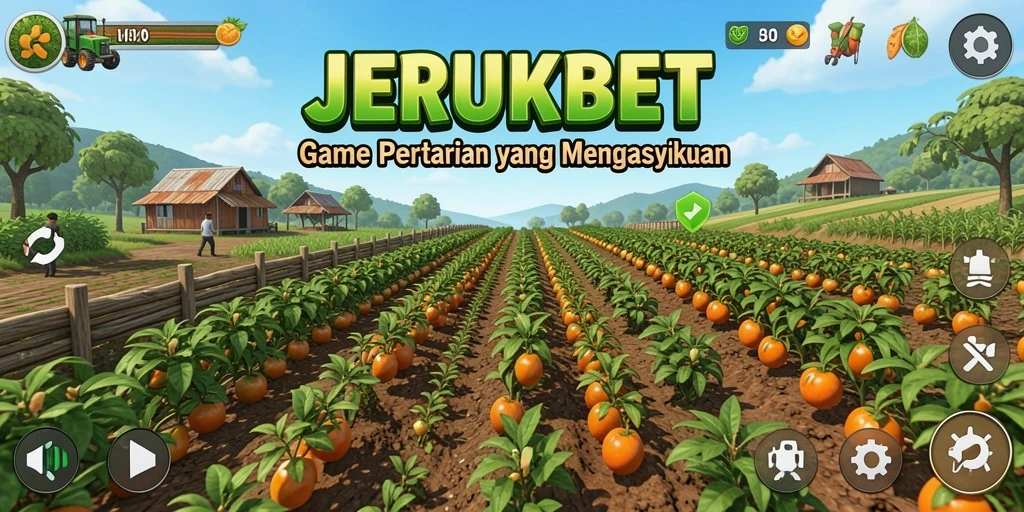 Tampilan gameplay <strong>JERUKBET</strong> dengan aktivitas bertani jeruk yang seru.