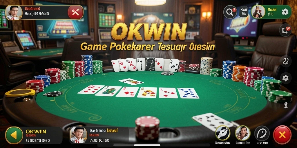 Tampilan gameplay Poker yang seru dan interaktif di OKWIN.
