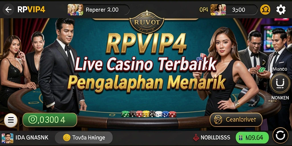 Tampilan gameplay RPVIP4 dengan dealer langsung dan meja permainan yang menarik.