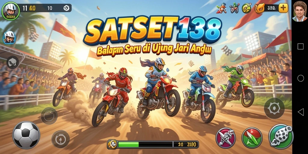 Tampilan gameplay SATSET138 yang mendebarkan di lintasan balap.