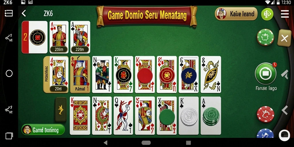 Tangkapan layar permainan ZK6 dengan gameplay Domino yang menarik.